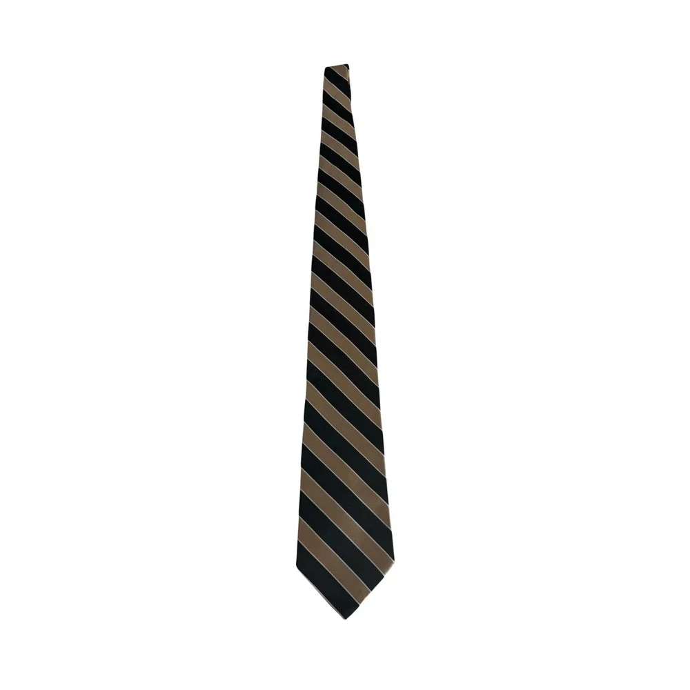Tommy Hilfiger Necktie Mens OS Black Gold  1990s Striped Silk Made in USA